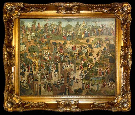 framed  unknow artist Panel painting with scenes of Passion of the Christ, ta009-2